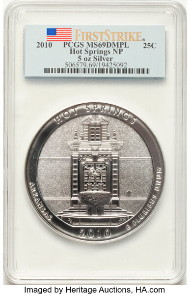 image for: 2010 25C Hot Springs National Park, First Strike, Silver, MS69 Deep Mirror Prooflike PCGS....