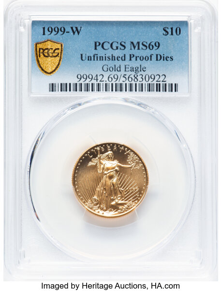 image for: 1999-W Gold Eagle, Unfinished Proof Dies $10  PCGS MS69