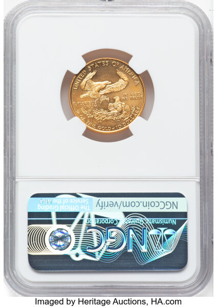 image for: 1999-W Gold Eagle, Unfinished Proof Dies $10  NGC MS69