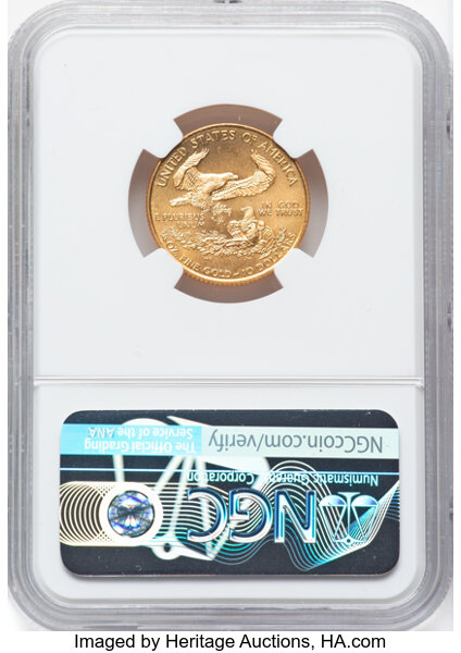 image for: 1999-W Gold Eagle, Unfinished Proof Dies $10  NGC MS69