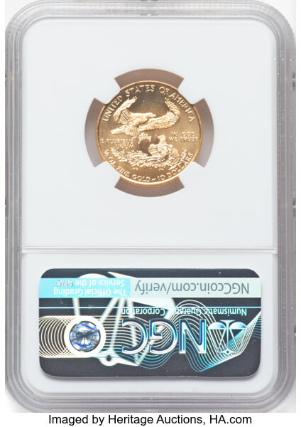 image for: 1999-W Gold Eagle, Unfinished Proof Dies $10  NGC MS69