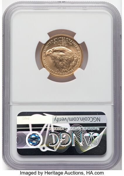 image for: 2021-W Gold Eagle, Type 2, Unfinished Proof Dies $10  NGC MS70