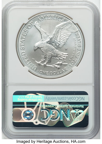 image for: 2021-W $1 Burnished Silver Eagle, Type Two, First Releases, MS70 NGC. Authentic hand-signed, Michael Gaudioso....