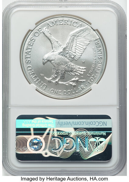image for: 2021-W $1 Burnished Silver Eagle, Type Two, First Releases, MS70 NGC. Authentic hand-signed, Michael Gaudioso....