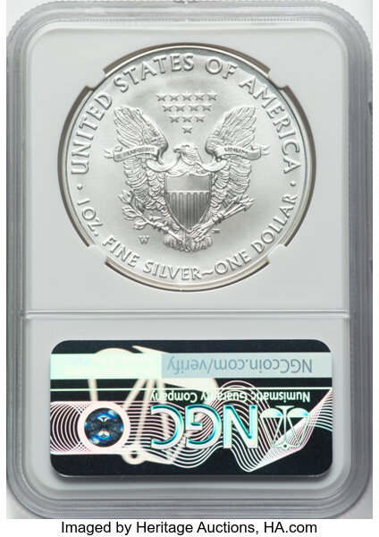 image for: 2016-W Silver Eagle, Burnished, 30th Anniversary $1  NGC MS70