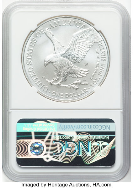 thumbnail for: 2021-W Silver Eagle, Type 2, Burnished $1  NGC MS70
