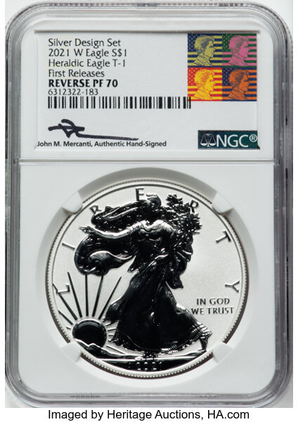 thumbnail for: 2021-W Silver Eagle, Type 1 $1  NGC PR70 DCAM