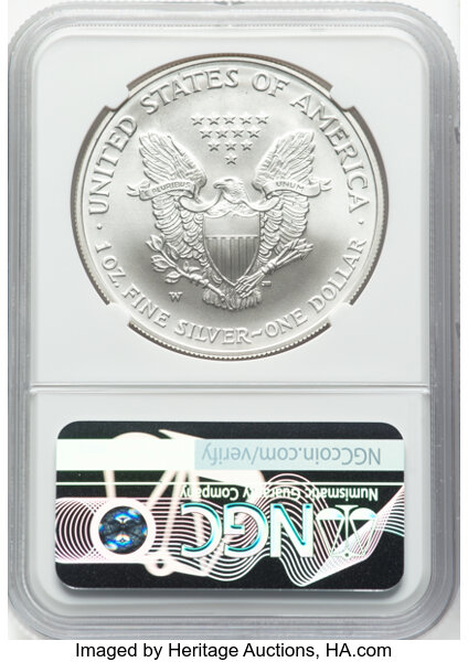 image for: 2007-W Silver Eagle, Burnished $1  NGC MS70
