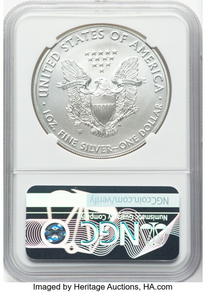 image for: 2017-W $1 Silver Eagle, Burnished, MS70 NGC. Authentic hand-signed, John M. Mercanti....