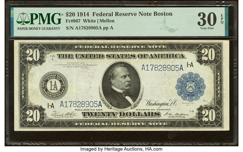 image for: Fr. 967 $20 1914 Federal Reserve Note PMG Very Fine 30 EPQ....