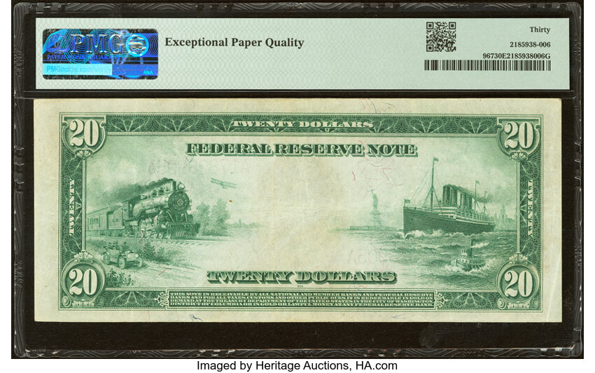 image for: Fr. 967 $20 1914 Federal Reserve Note PMG Very Fine 30 EPQ....