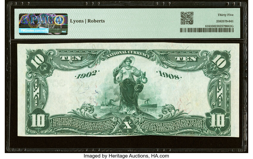 image for: Topeka, KS - $10 1902 Date Back Fr. 616 The Central National Bank Ch. # (W)3078 PMG Choice Very Fine 35....