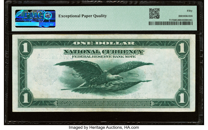 image for: Fr. 717 $1 1918 Federal Reserve Bank Note PMG About Uncirculated 50 EPQ....