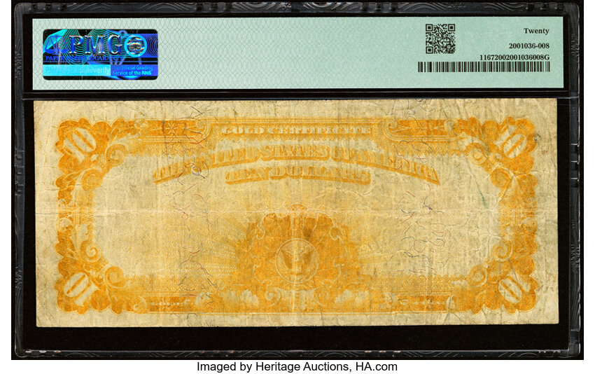 image for: Fr. 1167 $10 1907 Gold Certificate PMG Very Fine 20....