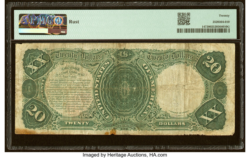 image for: Fr. 147 $20 1880 Legal Tender PMG Very Fine 20....