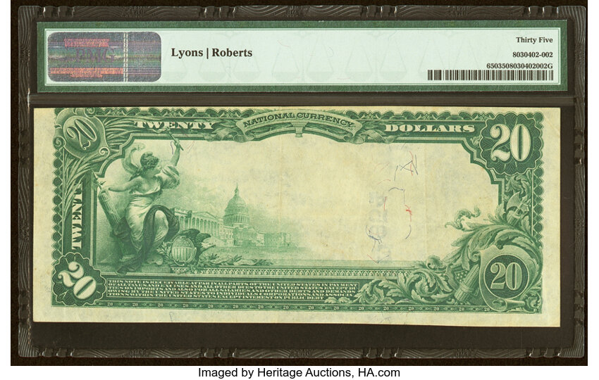 image for: Ballston Spa, NY - $20 1902 Plain Back Fr. 650 The First National Bank Ch. # (E)954 PMG Choice Very Fine 35....