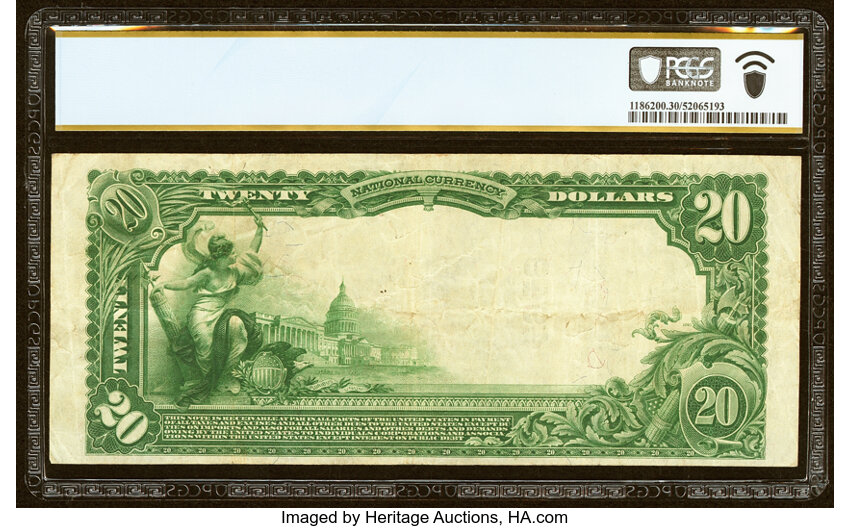 image for: Tampa, FL - $20 1902 Plain Back Fr. 657 The Exchange National Bank Ch. # 4949 PCGS Banknote Very Fine 30....