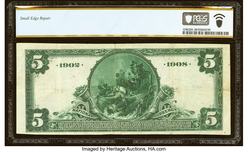 image for: Lynchburg, VA - $5 1902 Date Back Fr. 591 The Lynchburg National Bank Ch. # (S)1522 PCGS Very Fine 30....