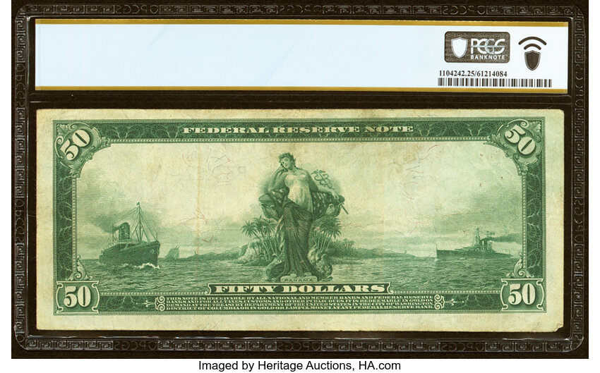 image for: Fr. 1030 $50 1914 Federal Reserve Note PCGS Banknote Very Fine 25....