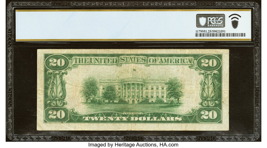 image for: Providence, RI - $20 1929 Ty. 2 The Providence National Bank Ch. # 1302 PCGS Banknote Very Fine 25....