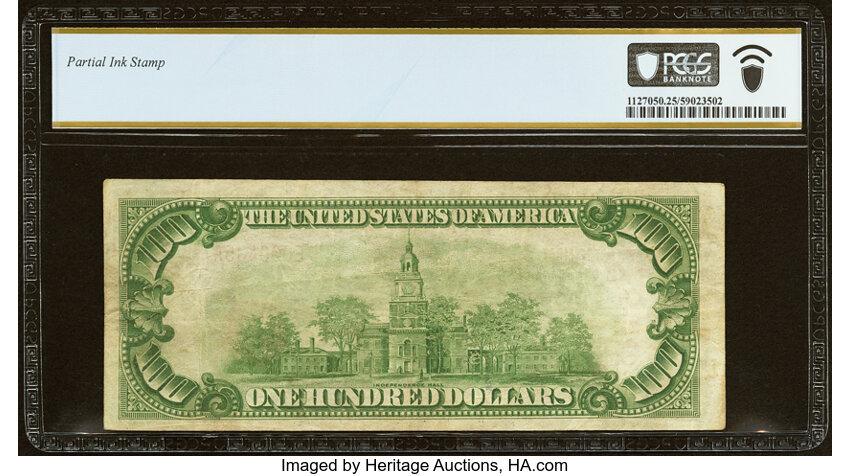 image for: Chattanooga, TN - $100 1929 Ty. 1 The First National Bank Ch. # 1606 PCGS Banknote Very Fine 25....