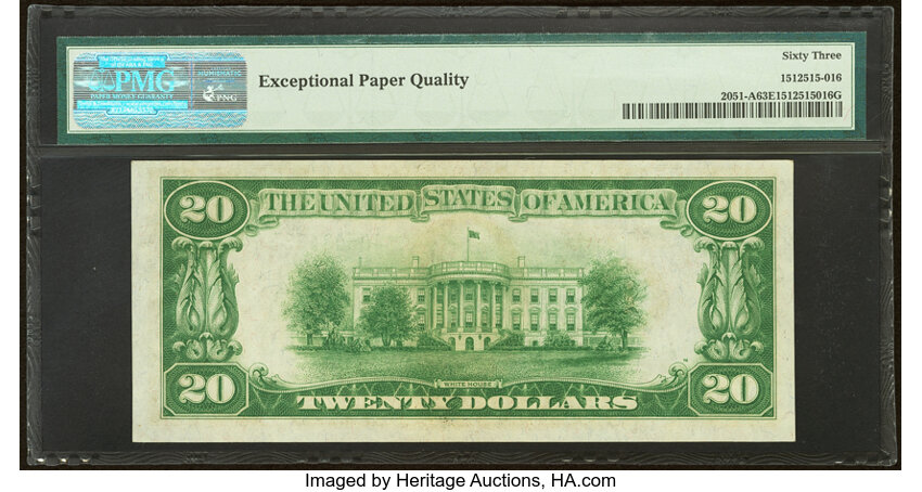 image for: Fr. 2051-A $20 1928A Federal Reserve Note. PMG Choice Uncirculated 63 EPQ....