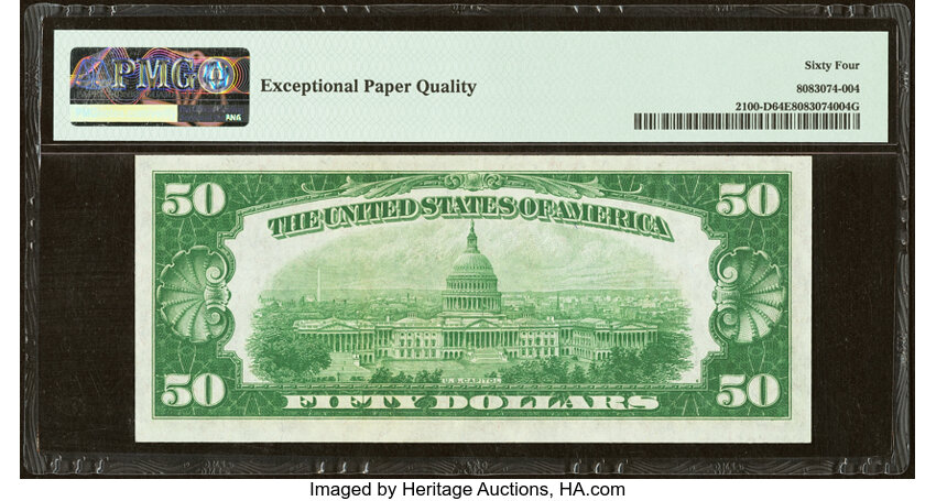 image for: Fr. 2100-D $50 1928 Federal Reserve Note. PMG Choice Uncirculated 64 EPQ....
