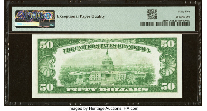image for: Fr. 2100-C $50 1928 Federal Reserve Note. PMG Gem Uncirculated 65 EPQ....