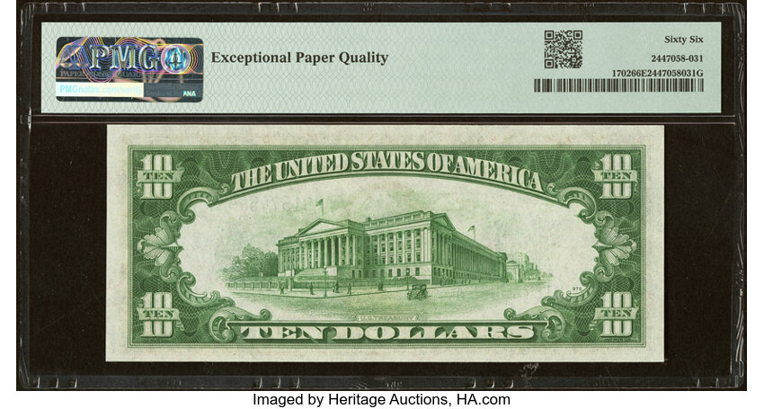 image for: Fr. 1702 $10 1934A Silver Certificate. PMG Gem Uncirculated 66 EPQ....