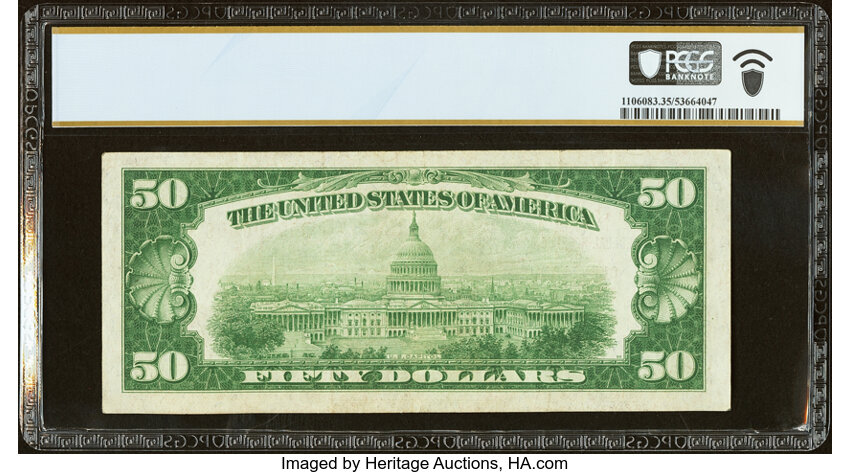 image for: Fr. 1880-D* $50 1929 Federal Reserve Bank Star Note. PCGS Banknote Choice VF 35....