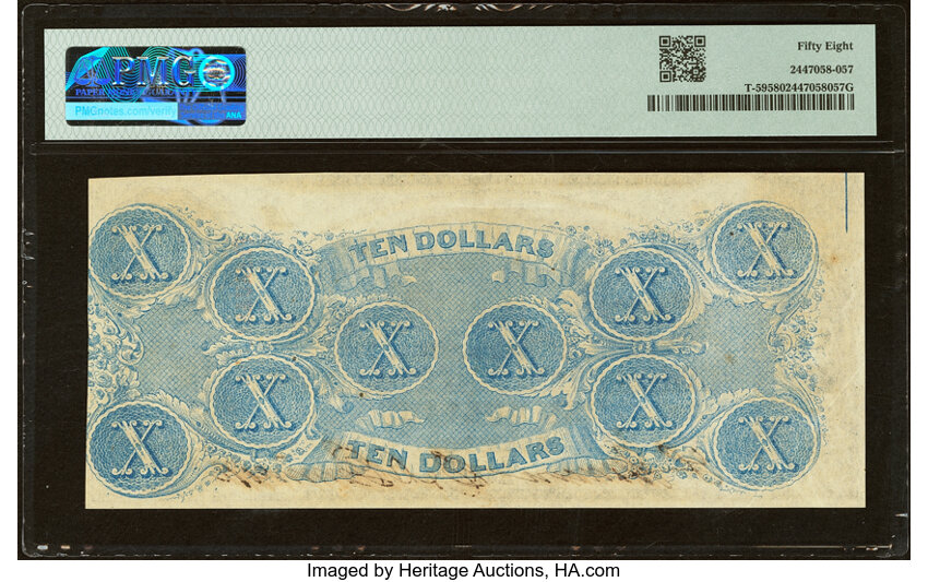 image for: T59 $10 1863 PF-11 Cr. 429 PMG Choice About Unc 58....