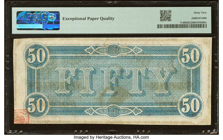 image for: T66 $50 1864 PF-8 Cr. 499 PMG Uncirculated 62 EPQ....