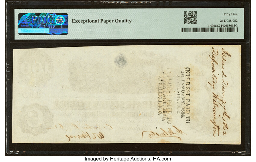 image for: T40 $100 1862 PF-1 Cr. 298 PMG About Uncirculated 55 EPQ....