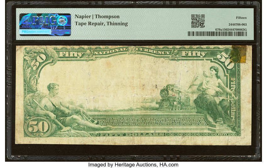 image for: Hempstead, NY - $50 1902 Plain Back Fr. 679a The First National Bank Ch. # 4880 PMG Choice Fine 15....