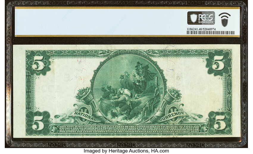 image for: Fort Worth, TX - $5 1902 Plain Back Fr. 600 The Farmers & Mechanics National Bank Ch. # (S)4004 PCGS Banknote Extremely Fine 4...