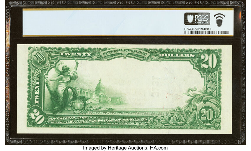 image for: Fort Worth, TX - $20 1902 Plain Back Fr. 650 The Fort Worth National Bank Ch. # 3131 PCGS Banknote About Unc 55....