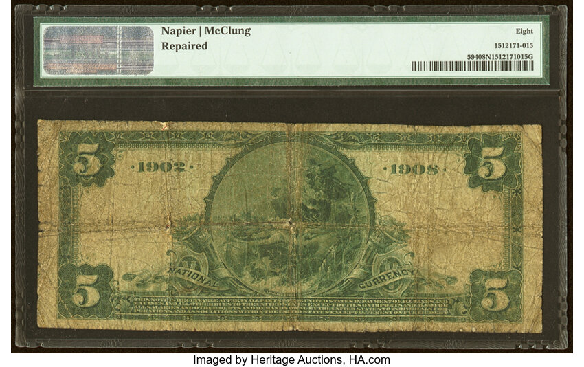 image for: East Grand Forks, MN - $5 1902 Date Back Fr. 594 The First National Bank Ch. # (M)4638 PMG Very Good 8 Net....