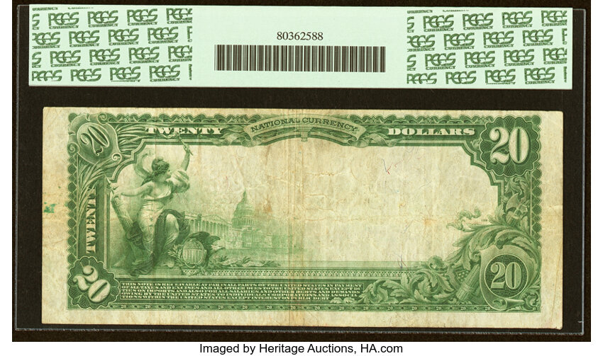 image for: Chicago, IL - $20 1902 Plain Back Fr. 654 The National Bank of the Republic Ch. # 4605 PCGS Very Fine 25....