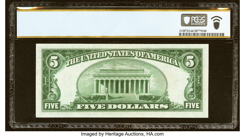 image for: Fr. 1528 $5 1928C Legal Tender Note. PCGS Banknote Gem Unc 66 PPQ....