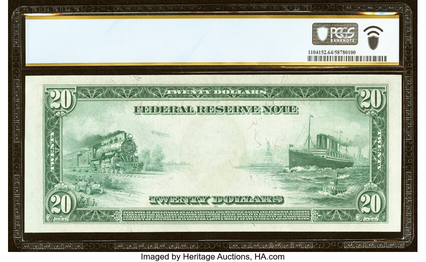image for: Fr. 1011a $20 1914 Federal Reserve Note PCGS Banknote Choice Unc 64....