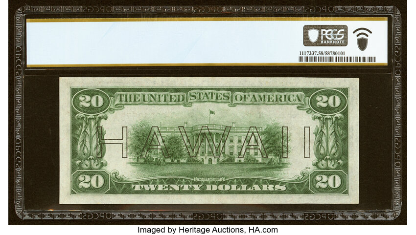 image for: Fr. 2304 $20 1934 Mule Hawaii Federal Reserve Note. PCGS Banknote Choice AU 58....