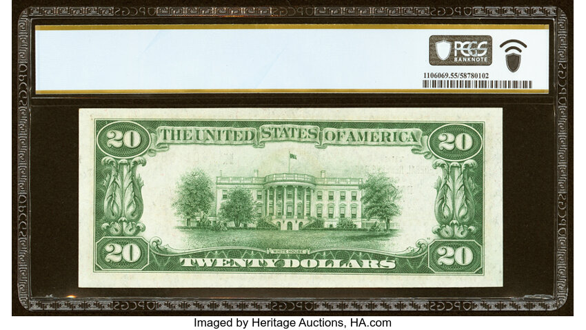 image for: Fr. 1870-K $20 1929 Federal Reserve Bank Note. PCGS Banknote About Unc 55....