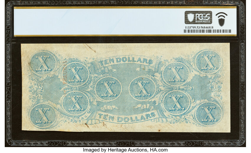 image for: T59 $10 1863 PF-11 Cr. 429 PCGS Banknote About Unc 53....