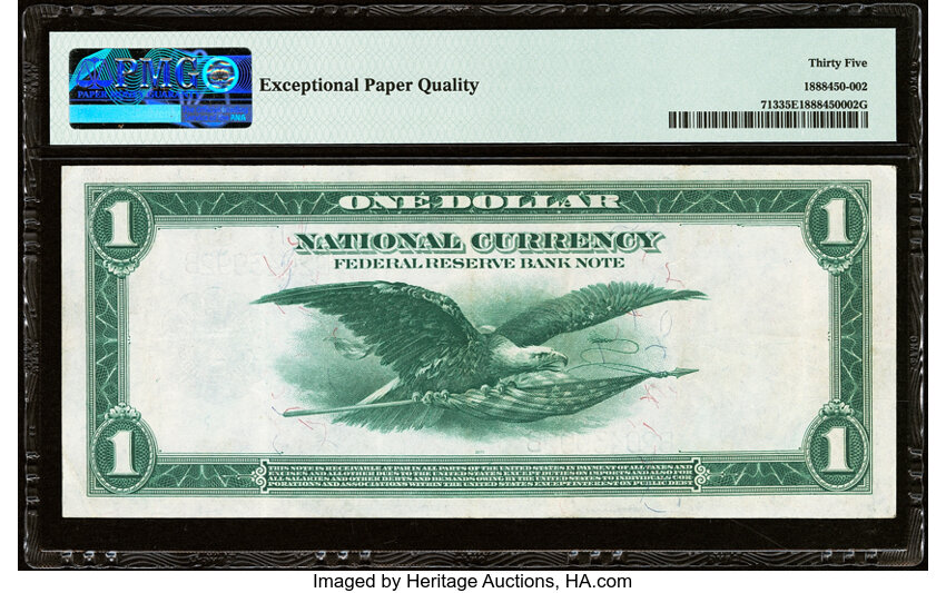 image for: Fr. 713 $1 1918 Federal Reserve Bank Note PMG Choice Very Fine 35 EPQ....