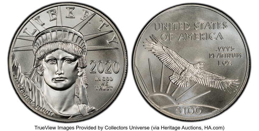 image for: 2020 $100 Statue of Liberty, MS69 PCGS. PCGS Population: 45 in 69, 20 finer (10/25). CDN: $1,663.57 Whsle. Bid for NGC/PCGS...