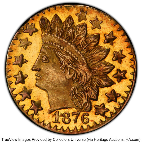 image for: 1876 25C Indian Round , BG-879, R.4, MS64 Prooflike PCGS. Ex: Di Pierro Collection. PCGS Population: 2 in 64, 3 finer (11/2...