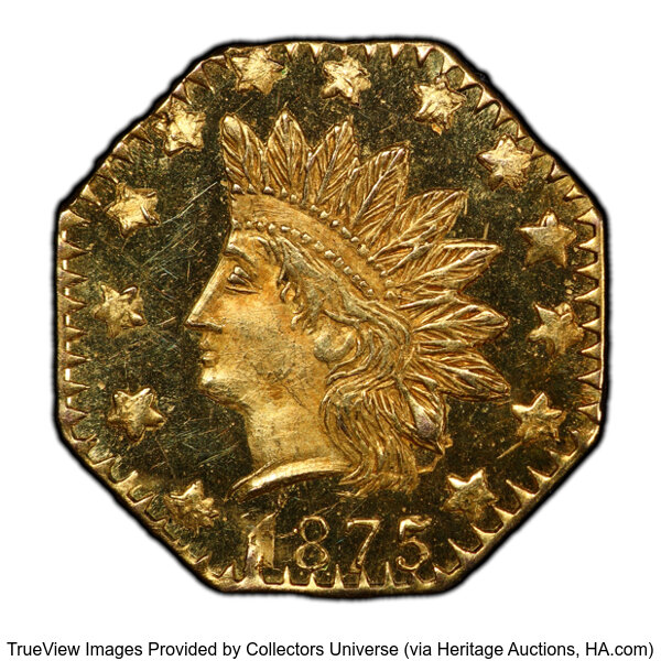 image for: 1875 50C Indian Octagonal, BG-948, High R.5, MS64 Prooflike PCGS. PCGS Population: 2 in 64, 0 finer (11/25). ...