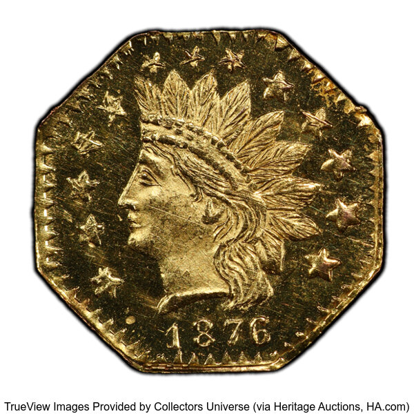 image for: 1876 50C Indian Octagonal, BG-949, R.4, MS65 Prooflike PCGS. PCGS Population: 1 in 65, 1 finer (11/25). ...