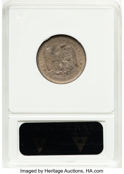 image for: 1875-S 20C Misplaced Date, FS-302, BF-16, R.1 -- Scratched -- ANACS Details. AU Details, Net XF40. Housed in a small-sized ...