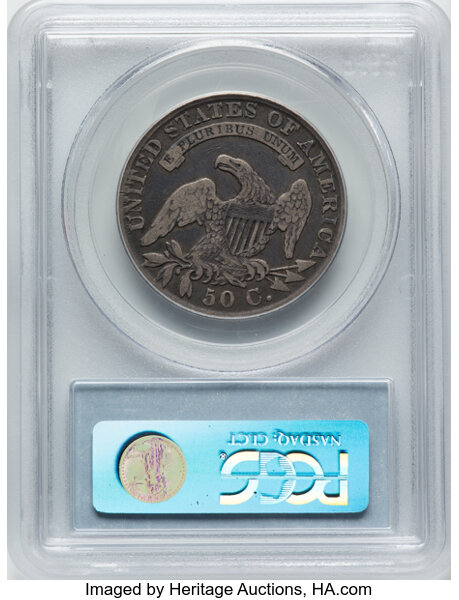 image for: 1830 50C Small 0, O-107a, R.2, VG10 PCGS. Ex: Manhattan Collection. Attributed as O-107 by PCGS., but the obverse die crack...